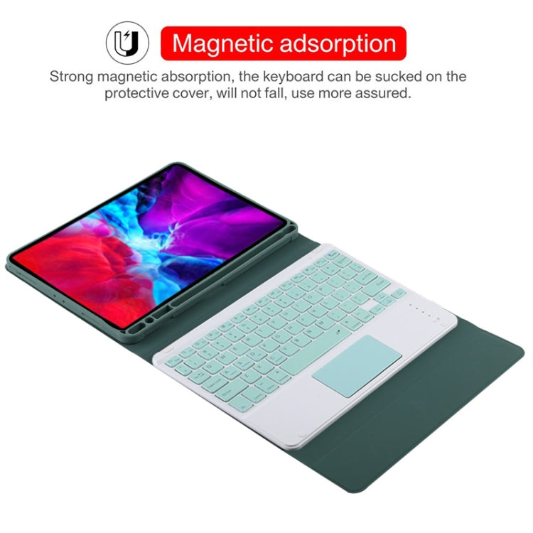 TG11BC Detachable Bluetooth Green Keyboard Microfiber Leather Tablet Case for iPad Pro 11 inch (2020), with Touchpad & Pen Slot & Holder (Dark Green) - For iPad Pro by PMC TechLife | Online Shopping South Africa | PMC TechLife