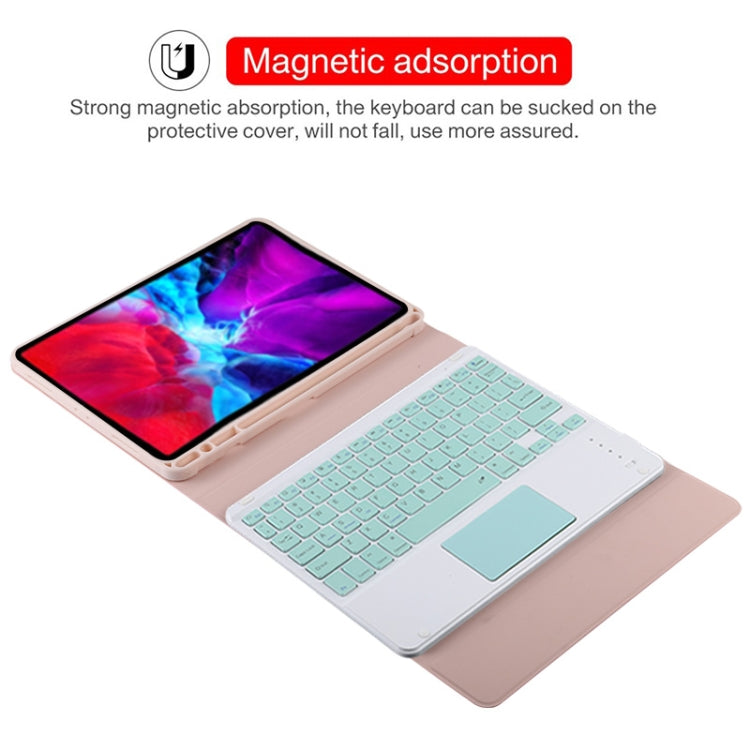 TG11BC Detachable Bluetooth Green Keyboard Microfiber Leather Tablet Case for iPad Pro 11 inch (2020), with Touchpad & Pen Slot & Holder (Pink) - For iPad Pro by PMC TechLife | Online Shopping South Africa | PMC TechLife