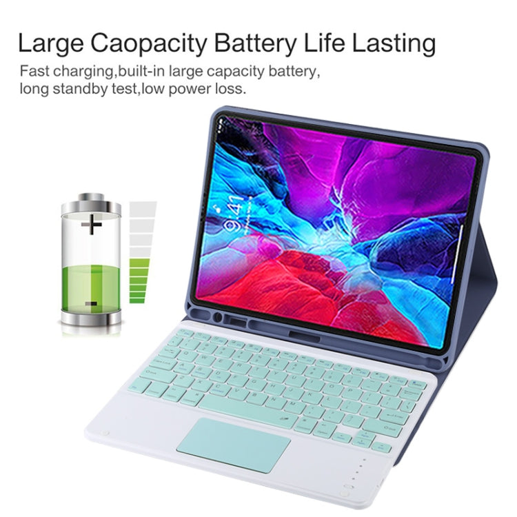 TG11BC Detachable Bluetooth Green Keyboard Microfiber Leather Tablet Case for iPad Pro 11 inch (2020), with Touchpad & Pen Slot & Holder (Purple) - For iPad Pro by PMC TechLife | Online Shopping South Africa | PMC TechLife
