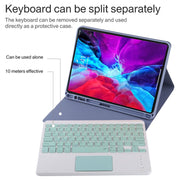 TG11BC Detachable Bluetooth Green Keyboard Microfiber Leather Tablet Case for iPad Pro 11 inch (2020), with Touchpad & Pen Slot & Holder (Purple)