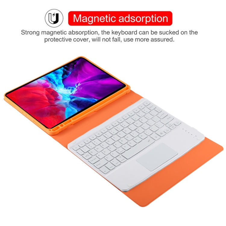 TG11BCS Detachable Bluetooth White Keyboard Microfiber Leather Tablet Case for iPad Pro 11 inch (2020), with Backlight & Touchpad & Pen Slot & Holder (Orange) - For iPad Pro by PMC TechLife | Online Shopping South Africa | PMC TechLife | Buy Now Pay Later Mobicred