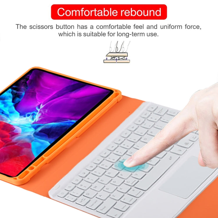 TG11BCS Detachable Bluetooth White Keyboard Microfiber Leather Tablet Case for iPad Pro 11 inch (2020), with Backlight & Touchpad & Pen Slot & Holder (Orange) - For iPad Pro by PMC TechLife | Online Shopping South Africa | PMC TechLife | Buy Now Pay Later Mobicred