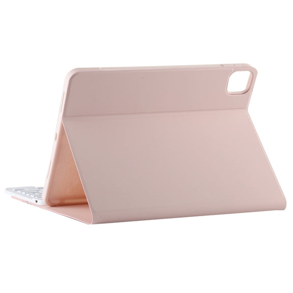 TG11BCS Detachable Bluetooth White Keyboard Microfiber Leather Tablet Case for iPad Pro 11 inch (2020), with Backlight & Touchpad & Pen Slot & Holder (Pink)
