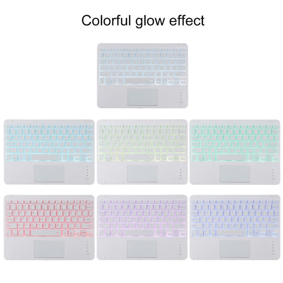 TG11BCS Detachable Bluetooth White Keyboard Microfiber Leather Tablet Case for iPad Pro 11 inch (2020), with Backlight & Touchpad & Pen Slot & Holder (Pink)