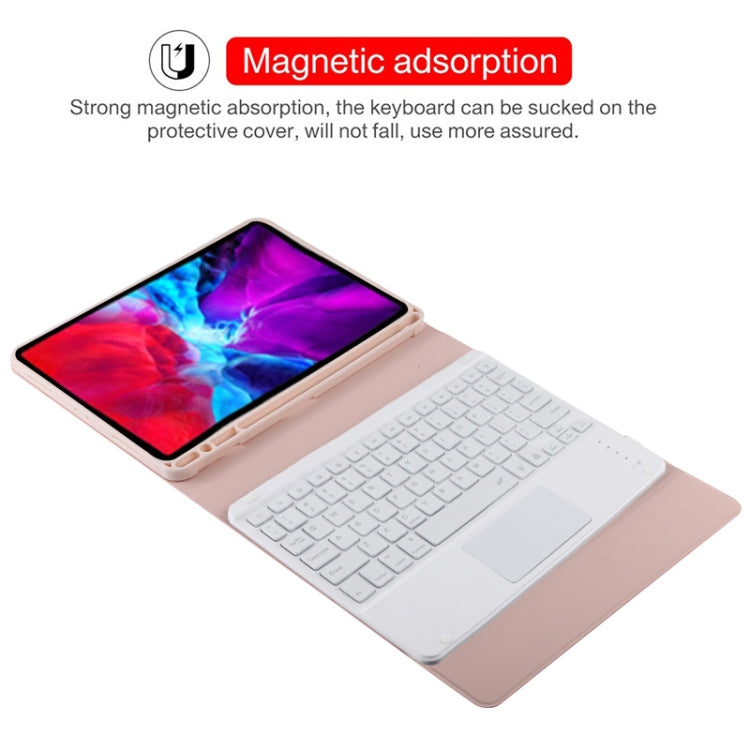 TG11BCS Detachable Bluetooth White Keyboard Microfiber Leather Tablet Case for iPad Pro 11 inch (2020), with Backlight & Touchpad & Pen Slot & Holder (Pink) - For iPad Pro by PMC TechLife | Online Shopping South Africa | PMC TechLife