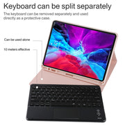 TG11BCS Detachable Bluetooth Black Keyboard Microfiber Leather Tablet Case for iPad Pro 11 inch (2020), with Backlight & Touchpad & Pen Slot & Holder (Pink)