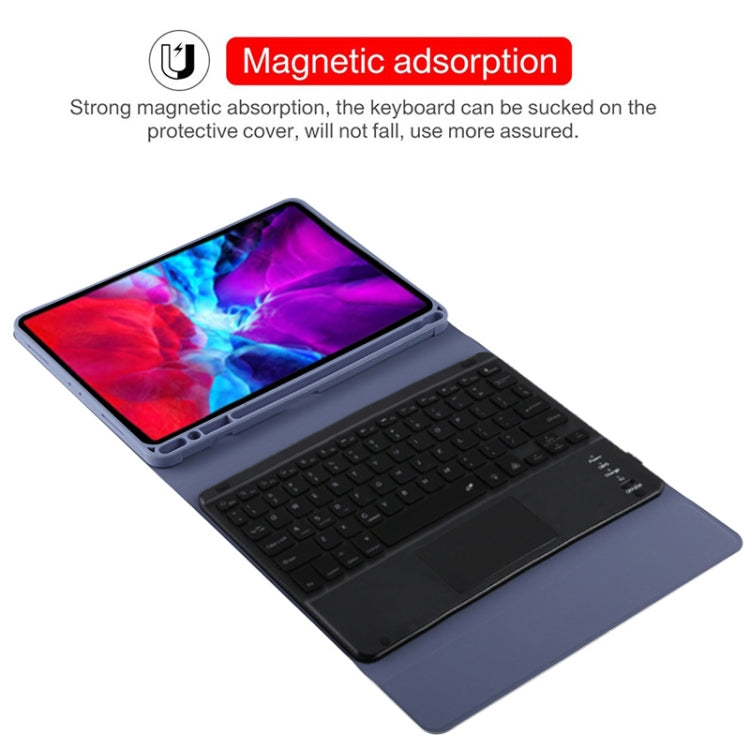 TG11BCS Detachable Bluetooth Black Keyboard Microfiber Leather Tablet Case for iPad Pro 11 inch (2020), with Backlight & Touchpad & Pen Slot & Holder (Purple)