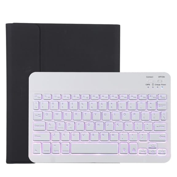 TG11BS Detachable Bluetooth White Keyboard Microfiber Leather Tablet Case for iPad Pro 11 inch (2020), with Backlight & Pen Slot & Holder (Black)