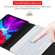TG11BS Detachable Bluetooth White Keyboard Microfiber Leather Tablet Case for iPad Pro 11 inch (2020), with Backlight & Pen Slot & Holder (Black)