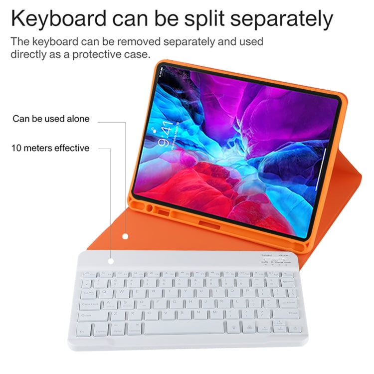 TG11BS Detachable Bluetooth White Keyboard Microfiber Leather Tablet Case for iPad Pro 11 inch (2020), with Backlight & Pen Slot & Holder (Orange) - For iPad Pro by PMC TechLife | Online Shopping South Africa | PMC TechLife