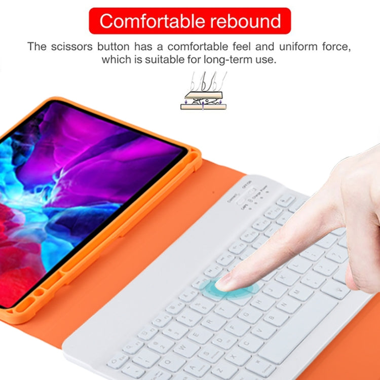 TG11BS Detachable Bluetooth White Keyboard Microfiber Leather Tablet Case for iPad Pro 11 inch (2020), with Backlight & Pen Slot & Holder (Orange) - For iPad Pro by PMC TechLife | Online Shopping South Africa | PMC TechLife