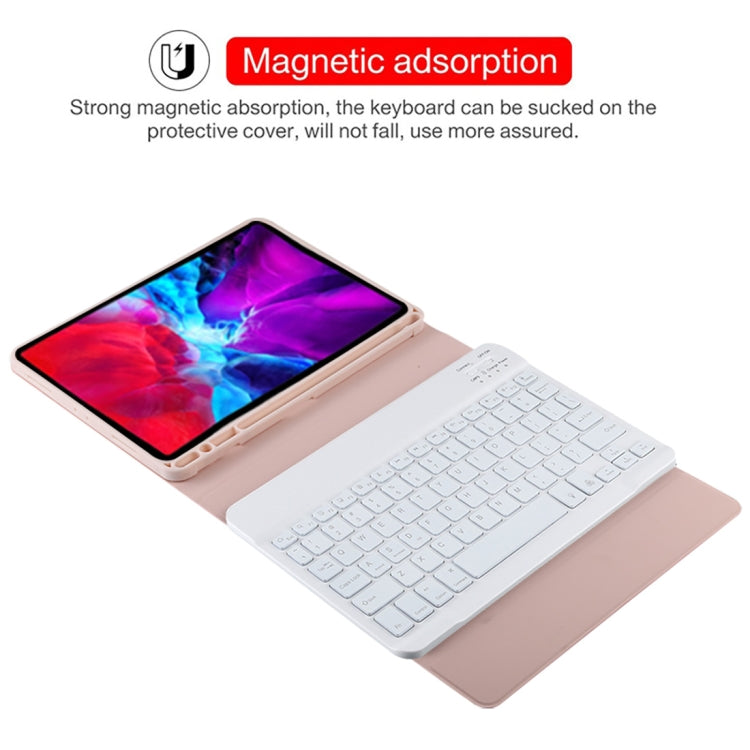 TG11BS Detachable Bluetooth White Keyboard Microfiber Leather Tablet Case for iPad Pro 11 inch (2020), with Backlight & Pen Slot & Holder (Pink) - For iPad Pro by PMC TechLife | Online Shopping South Africa | PMC TechLife