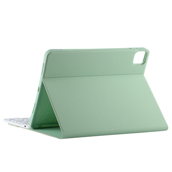 TG11BS Detachable Bluetooth White Keyboard Microfiber Leather Tablet Case for iPad Pro 11 inch (2020), with Backlight & Pen Slot & Holder (Green)