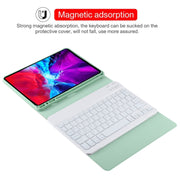 TG11BS Detachable Bluetooth White Keyboard Microfiber Leather Tablet Case for iPad Pro 11 inch (2020), with Backlight & Pen Slot & Holder (Green)