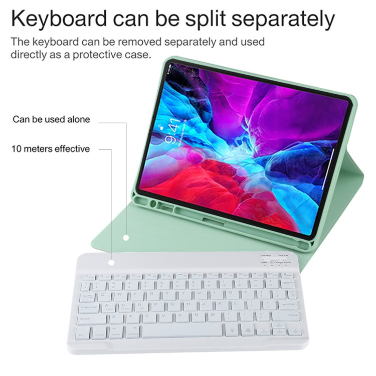 TG11BS Detachable Bluetooth White Keyboard Microfiber Leather Tablet Case for iPad Pro 11 inch (2020), with Backlight & Pen Slot & Holder (Green) - For iPad Pro by PMC TechLife | Online Shopping South Africa | PMC TechLife | Buy Now Pay Later Mobicred