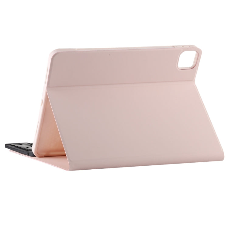 TG11BS Detachable Bluetooth Black Keyboard + Microfiber Leather Tablet Case for iPad Pro 11 inch (2020), with Backlight & Pen Slot & Holder(Pink)