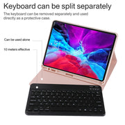TG11BS Detachable Bluetooth Black Keyboard + Microfiber Leather Tablet Case for iPad Pro 11 inch (2020), with Backlight & Pen Slot & Holder(Pink)