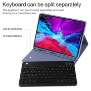 TG11BS Detachable Bluetooth Black Keyboard + Microfiber Leather Tablet Case for iPad Pro 11 inch (2020), with Backlight & Pen Slot & Holder(Purple)