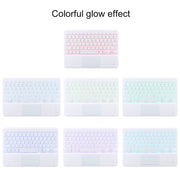 TG-102BCS Detachable Bluetooth White Keyboard + Microfiber Leather Tablet Case for iPad 10.2 inch / iPad Air (2019), with Touch Pad & Backlight & Pen Slot & Holder (Black)