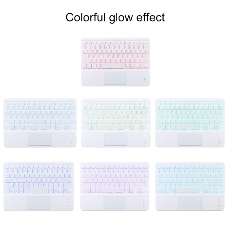 TG-102BCS Detachable Bluetooth White Keyboard + Microfiber Leather Tablet Case for iPad 10.2 inch / iPad Air (2019), with Touch Pad & Backlight & Pen Slot & Holder (Black)