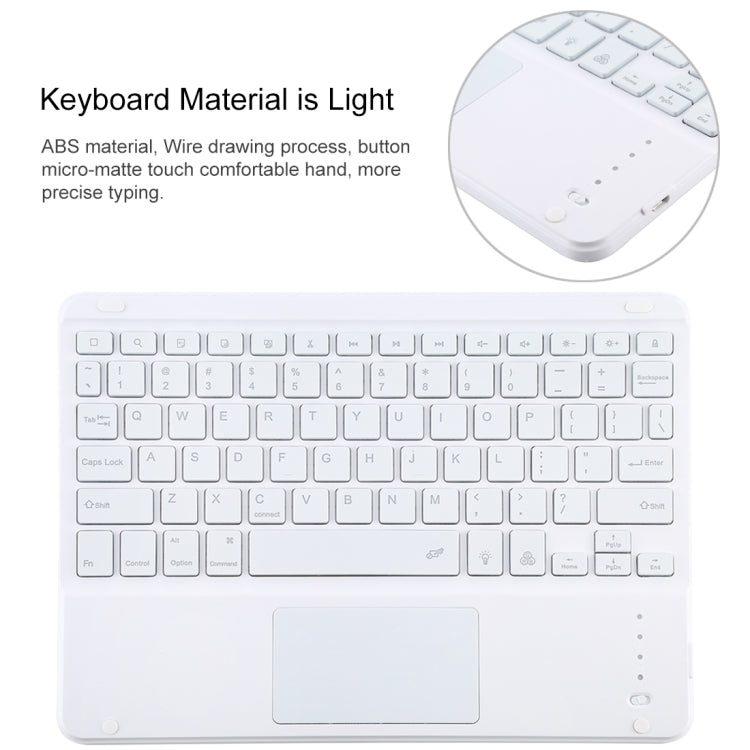 TG-102BCS Detachable Bluetooth White Keyboard + Microfiber Leather Tablet Case for iPad 10.2 inch / iPad Air (2019), with Touch Pad & Backlight & Pen Slot & Holder (Black) - For iPad Air by PMC TechLife | Online Shopping South Africa | PMC TechLife