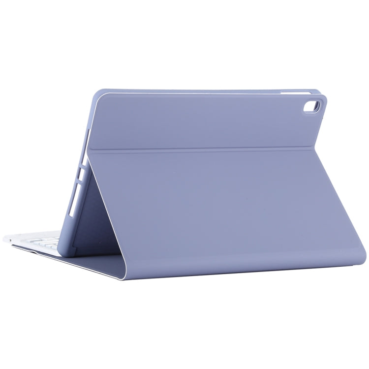 TG-102BCS Detachable Bluetooth White Keyboard + Microfiber Leather Tablet Case for iPad 10.2 inch / iPad Air (2019), with Touch Pad & Backlight & Pen Slot & Holder (Purple) - For iPad Air by PMC TechLife | Online Shopping South Africa | PMC TechLife
