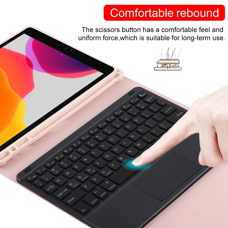 TG-102BCS Detachable Bluetooth Black Keyboard + Microfiber Leather Tablet Case for iPad 10.2 inch / iPad Air (2019), with Touch Pad & Backlight & Pen Slot & Holder (Pink) - For iPad Air by PMC TechLife | Online Shopping South Africa | PMC TechLife
