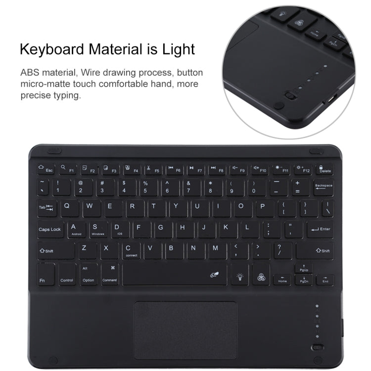 TG-102BCS Detachable Bluetooth Black Keyboard + Microfiber Leather Tablet Case for iPad 10.2 inch / iPad Air (2019), with Touch Pad & Backlight & Pen Slot & Holder (Purple) - For iPad Air by PMC TechLife | Online Shopping South Africa | PMC TechLife
