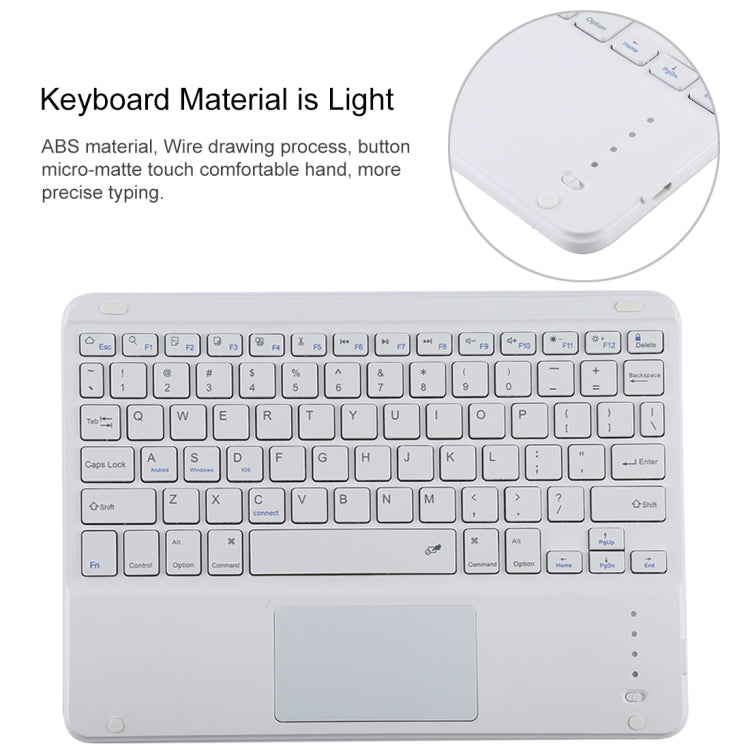 TG-102BC Detachable Bluetooth White Keyboard + Microfiber Leather Tablet Case for iPad 10.2 inch / iPad Air (2019), with Touch Pad & Pen Slot & Holder(Black) - free shipping - PMC TechLife - Order now!