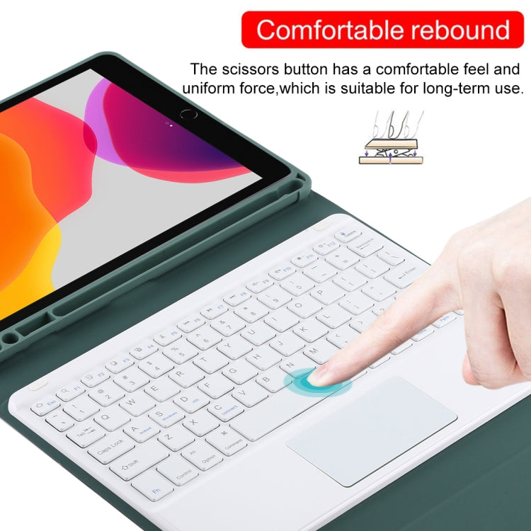TG-102BC Detachable Bluetooth White Keyboard + Microfiber Leather Tablet Case for iPad 10.2 inch / iPad Air (2019), with Touch Pad & Pen Slot & Holder(Dark Green) - For iPad Air by PMC TechLife | Online Shopping South Africa | PMC TechLife