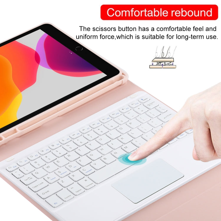 TG-102BC Detachable Bluetooth White Keyboard + Microfiber Leather Tablet Case for iPad 10.2 inch / iPad Air (2019), with Touch Pad & Pen Slot & Holder(Pink) - For iPad Air by PMC TechLife | Online Shopping South Africa | PMC TechLife