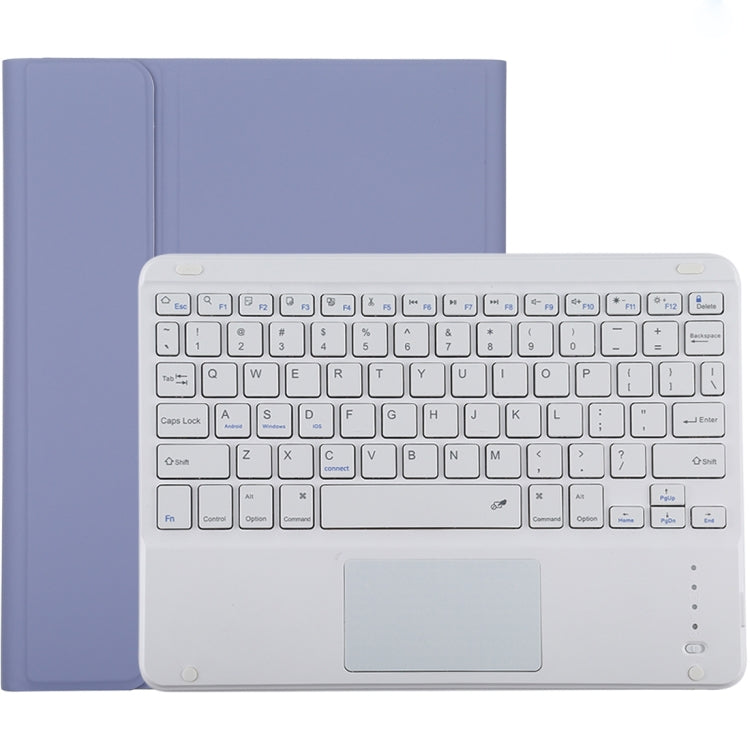 TG-102BC Detachable Bluetooth White Keyboard + Microfiber Leather Tablet Case for iPad 10.2 inch / iPad Air (2019), with Touch Pad & Pen Slot & Holder(Purple) - free shipping - PMC TechLife - Order now!