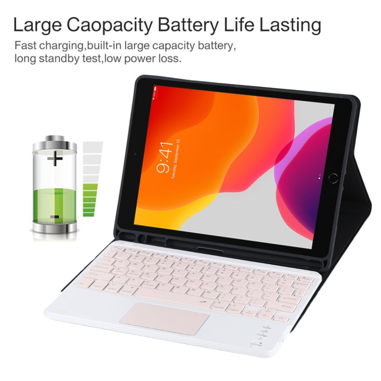 TG-102BC Detachable Bluetooth Pink Keyboard + Microfiber Leather Tablet Case for iPad 10.2 inch / iPad Air (2019), with Touch Pad & Pen Slot & Holder(Black) - For iPad Air by PMC TechLife | Online Shopping South Africa | PMC TechLife
