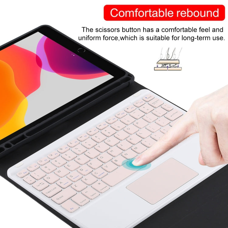 TG-102BC Detachable Bluetooth Pink Keyboard + Microfiber Leather Tablet Case for iPad 10.2 inch / iPad Air (2019), with Touch Pad & Pen Slot & Holder(Black) - For iPad Air by PMC TechLife | Online Shopping South Africa | PMC TechLife