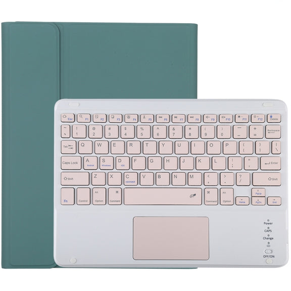 TG-102BC Detachable Bluetooth Pink Keyboard + Microfiber Leather Tablet Case for iPad 10.2 inch / iPad Air (2019), with Touch Pad & Pen Slot & Holder(Dark Green)