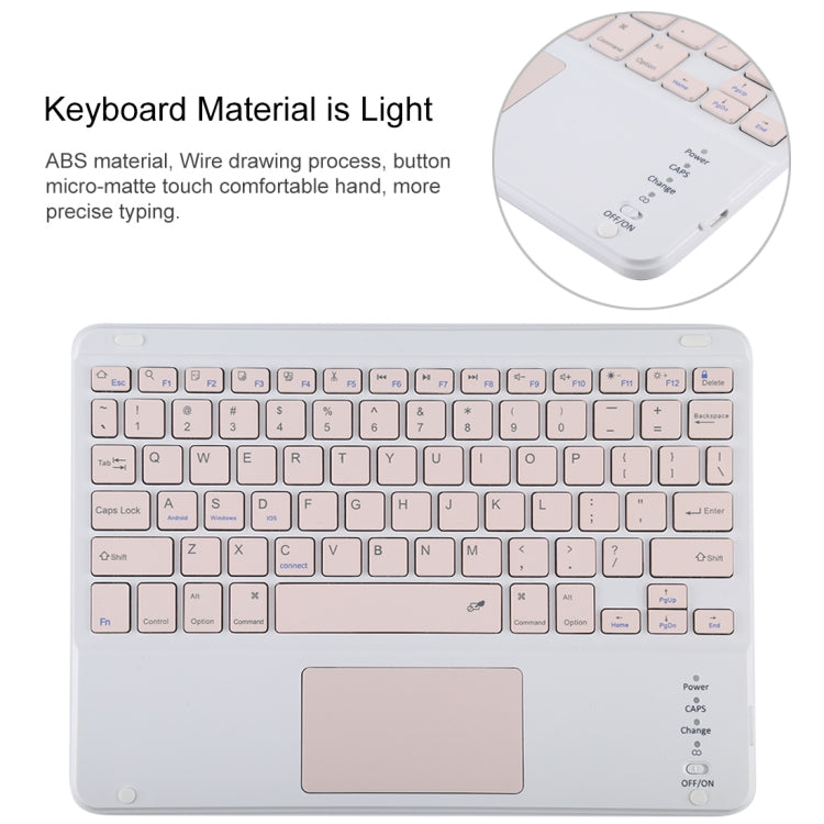 TG-102BC Detachable Bluetooth Pink Keyboard + Microfiber Leather Tablet Case for iPad 10.2 inch / iPad Air (2019), with Touch Pad & Pen Slot & Holder(Pink) - For iPad Air by PMC TechLife | Online Shopping South Africa | PMC TechLife | Buy Now Pay Later Mobicred