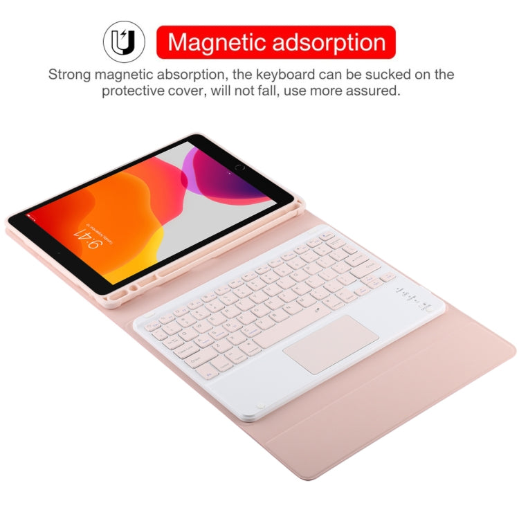 TG-102BC Detachable Bluetooth Pink Keyboard + Microfiber Leather Tablet Case for iPad 10.2 inch / iPad Air (2019), with Touch Pad & Pen Slot & Holder(Pink) - For iPad Air by PMC TechLife | Online Shopping South Africa | PMC TechLife | Buy Now Pay Later Mobicred