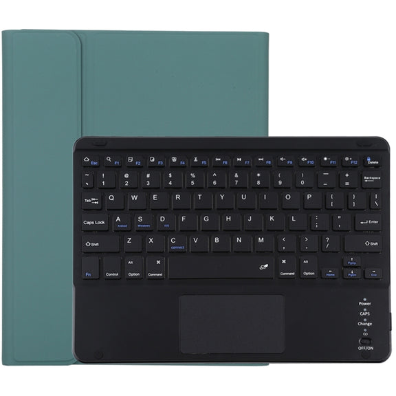 TG-102BC Detachable Bluetooth Black Keyboard + Microfiber Leather Tablet Case for iPad 10.2 inch / iPad Air (2019), with Touch Pad & Pen Slot & Holder(Dark Green)
