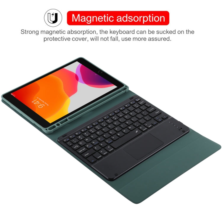 TG-102BC Detachable Bluetooth Black Keyboard + Microfiber Leather Tablet Case for iPad 10.2 inch / iPad Air (2019), with Touch Pad & Pen Slot & Holder(Dark Green) - For iPad Air by PMC TechLife | Online Shopping South Africa | PMC TechLife