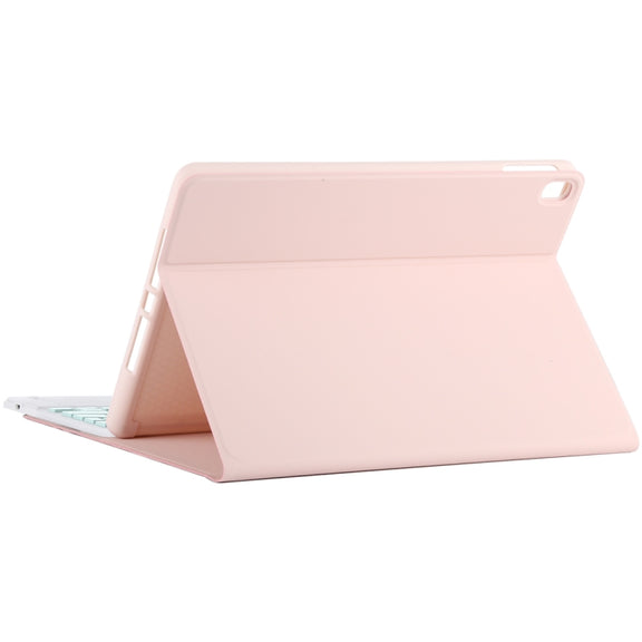 TG-102BC Detachable Bluetooth Green Keyboard + Microfiber Leather Tablet Case for iPad 10.2 inch / iPad Air (2019), with Touch Pad & Pen Slot & Holder (Pink)