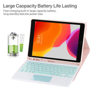 TG-102BC Detachable Bluetooth Green Keyboard + Microfiber Leather Tablet Case for iPad 10.2 inch / iPad Air (2019), with Touch Pad & Pen Slot & Holder (Pink)