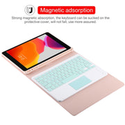 TG-102BC Detachable Bluetooth Green Keyboard + Microfiber Leather Tablet Case for iPad 10.2 inch / iPad Air (2019), with Touch Pad & Pen Slot & Holder (Pink)