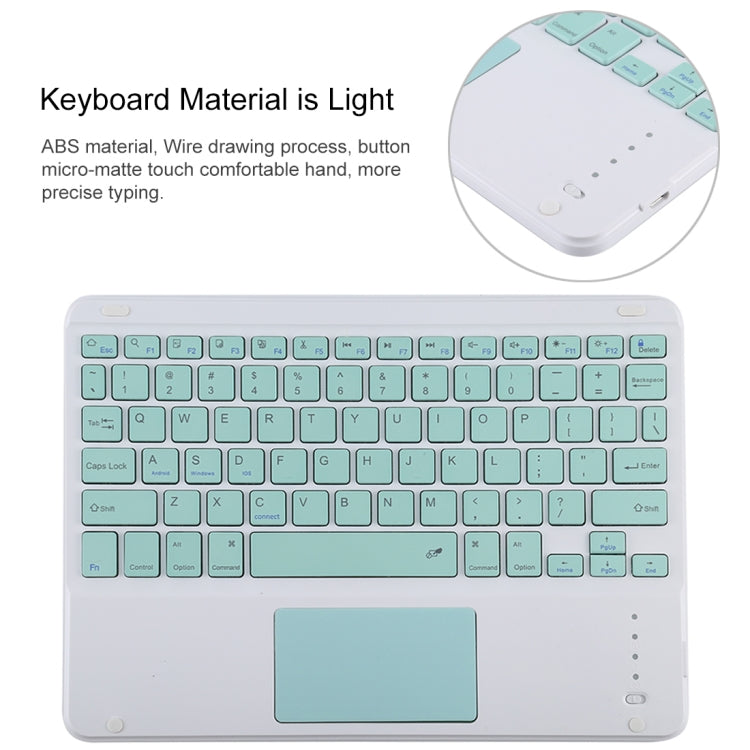 TG-102BC Detachable Bluetooth Green Keyboard + Microfiber Leather Tablet Case for iPad 10.2 inch / iPad Air (2019), with Touch Pad & Pen Slot & Holder (Purple)