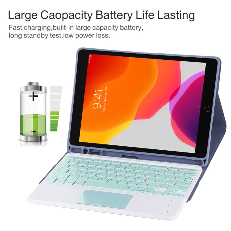TG-102BC Detachable Bluetooth Green Keyboard + Microfiber Leather Tablet Case for iPad 10.2 inch / iPad Air (2019), with Touch Pad & Pen Slot & Holder (Purple) - For iPad Air by PMC TechLife | Online Shopping South Africa | PMC TechLife
