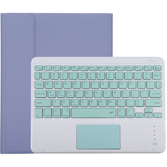 TG-102BC Detachable Bluetooth Green Keyboard + Microfiber Leather Tablet Case for iPad 10.2 inch / iPad Air (2019), with Touch Pad & Pen Slot & Holder (Purple)