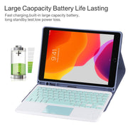 TG-102BC Detachable Bluetooth Green Keyboard + Microfiber Leather Tablet Case for iPad 10.2 inch / iPad Air (2019), with Touch Pad & Pen Slot & Holder (Purple)