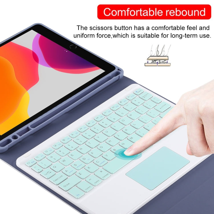 TG-102BC Detachable Bluetooth Green Keyboard + Microfiber Leather Tablet Case for iPad 10.2 inch / iPad Air (2019), with Touch Pad & Pen Slot & Holder (Purple) - For iPad Air by PMC TechLife | Online Shopping South Africa | PMC TechLife