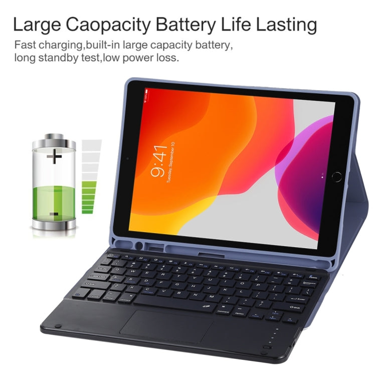 TG109BC Detachable Bluetooth Black Keyboard + Microfiber Leather Tablet Case for iPad Air 2020, with Touch Pad & Pen Slot & Holder (Purple) - For iPad Air by PMC TechLife | Online Shopping South Africa | PMC TechLife