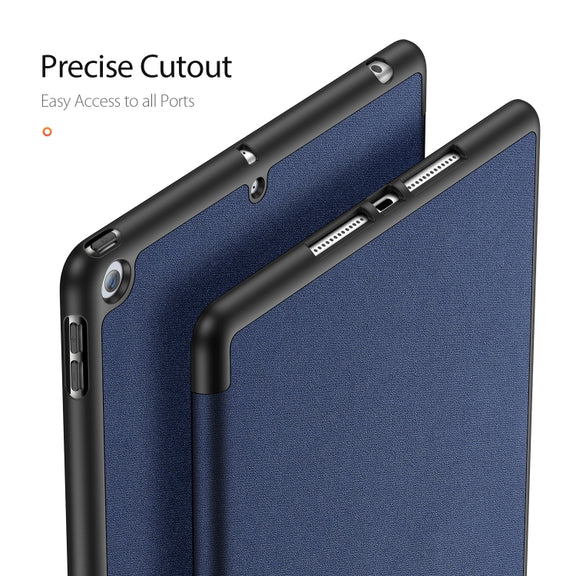 For iPad 10.2 DUX DUCIS Domo Series Horizontal Flip Magnetic PU Leather Case with Three-folding Holder & Pen Slot & Sleep / Wake-up Function (Blue)