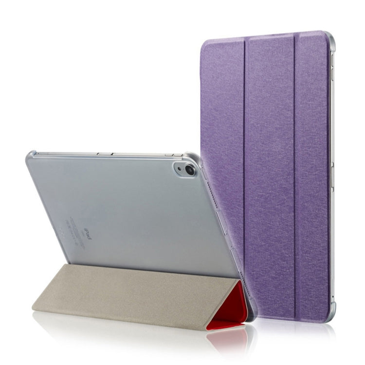 Silk Texture Horizontal Flip  Magnetic PU Leather Case for iPad Air 13 2024 / iPad Pro 12.9 inch (2018), with Three-folding Holder & Sleep / Wake-up Function(Purple) - iPad Pro 11 (2018) Cases by PMC TechLife | Online Shopping South Africa | PMC TechLife | Buy Now Pay Later Mobicred